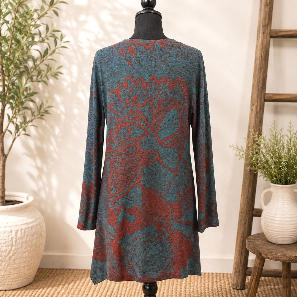 Soft Surroundings Oversized Tunic Top Size M Asymmetric Hem Boho Lagenlook Artsy - Picture 2 of 9